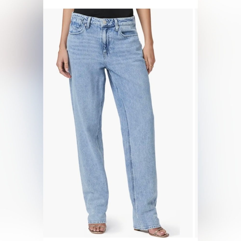 Paige Relaxed Noella Straight Leg Jeans Distressed Dorit Light Wash 31